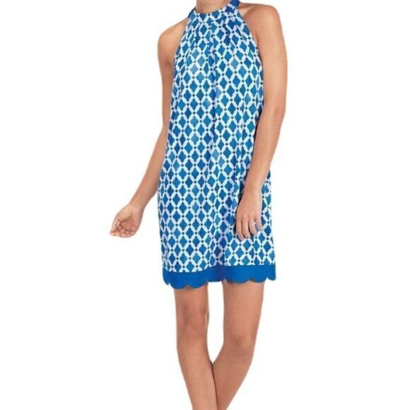 The Natalie Bow‎ Tie dress in Blue Tile by Mud Pie Medium - Picture 1 of 5